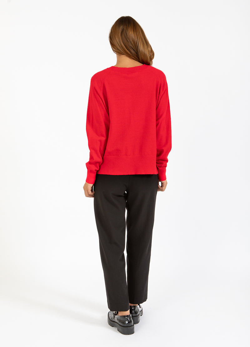 Coster Copenhagen STRICKWARE MIT RUNDEM HALSAUSSCHNITT - BEQUEMES GESTRICK Knitwear Scarlet red - 618