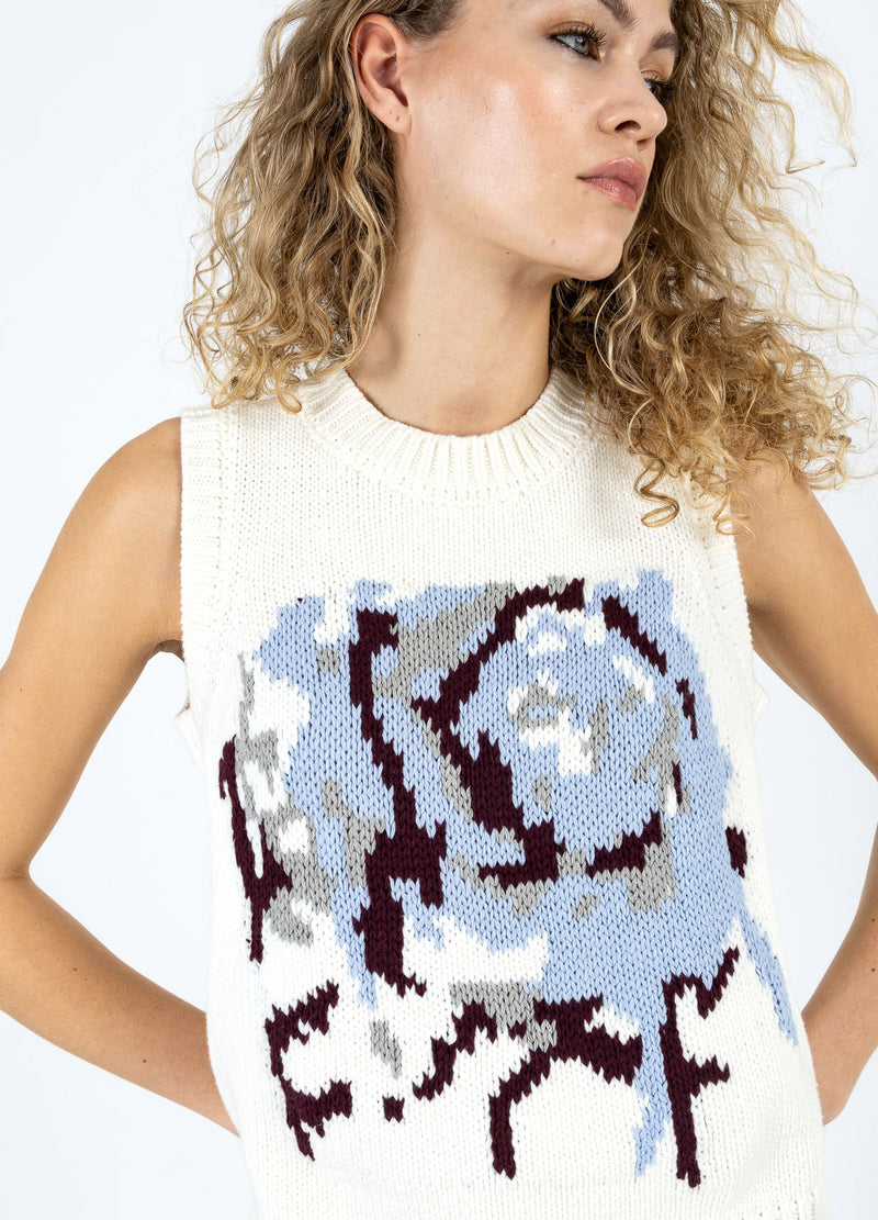 Coster Copenhagen STRICKWESTE MIT ROSE Knitwear Pearl - 263