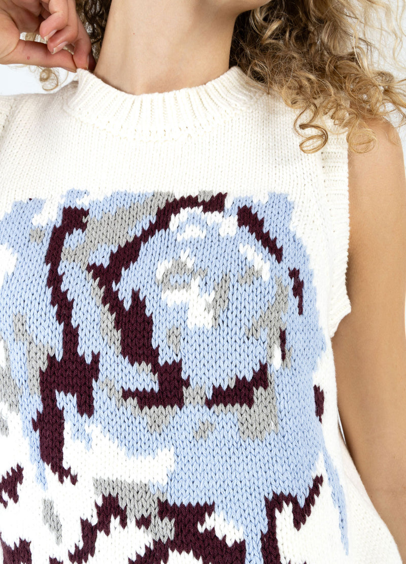 Coster Copenhagen STRICKWESTE MIT ROSE Knitwear Pearl - 263