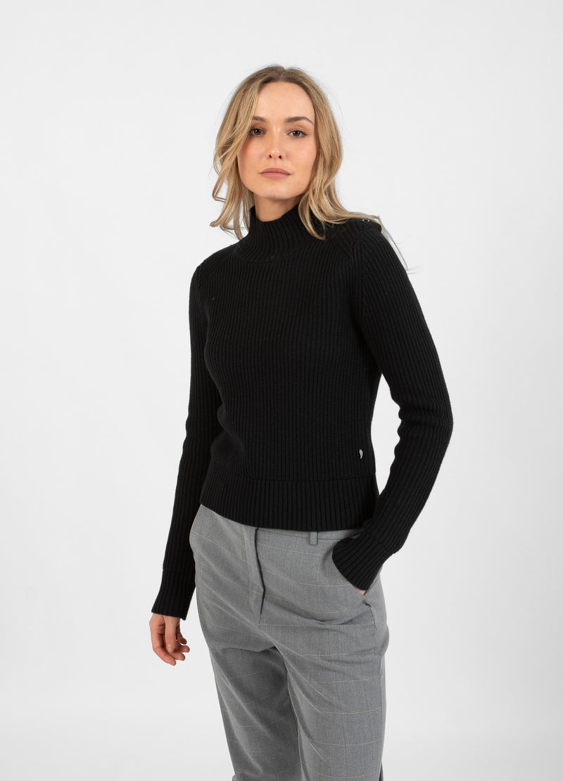 Coster Copenhagen STRICK MIT HOHEM KRAGEN UND KNÖPFEN Knitwear Black - 100