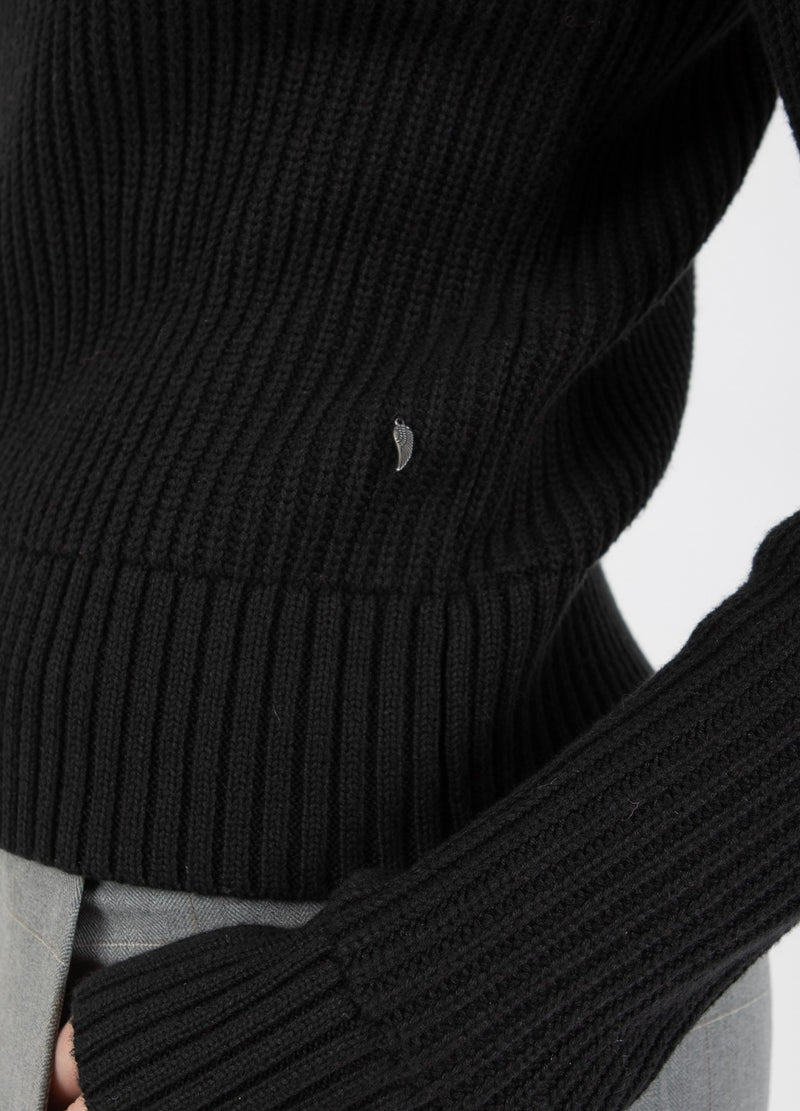 Coster Copenhagen STRICK MIT HOHEM KRAGEN UND KNÖPFEN Knitwear Black - 100