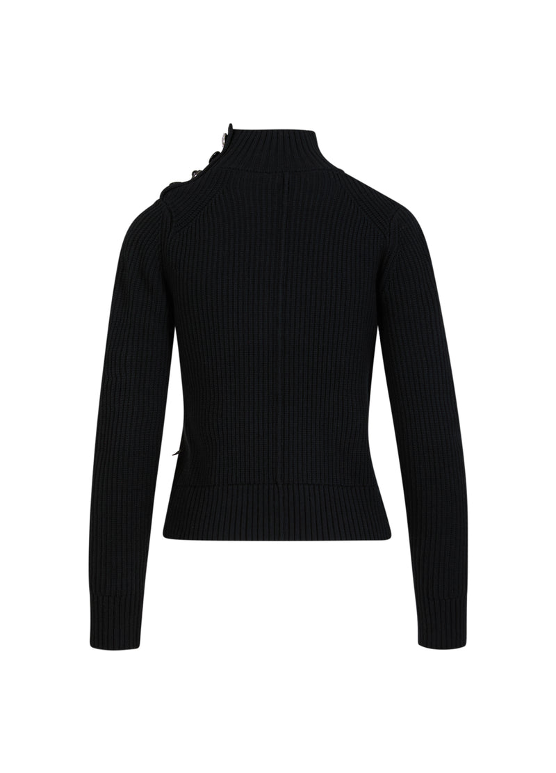 Coster Copenhagen STRICK MIT HOHEM KRAGEN UND KNÖPFEN Knitwear Black - 100