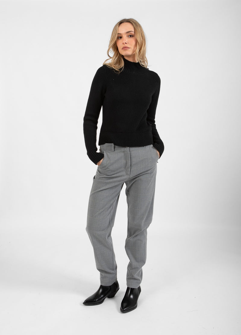 Coster Copenhagen STRICK MIT HOHEM KRAGEN UND KNÖPFEN Knitwear Black - 100