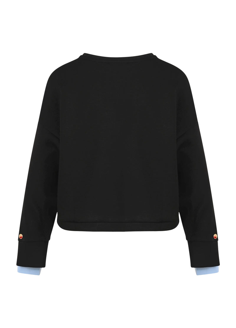 Coster Copenhagen SWEATSHIRT MIT ÄRMELDETAIL Shirt/Blouse Black / ice blue - 170