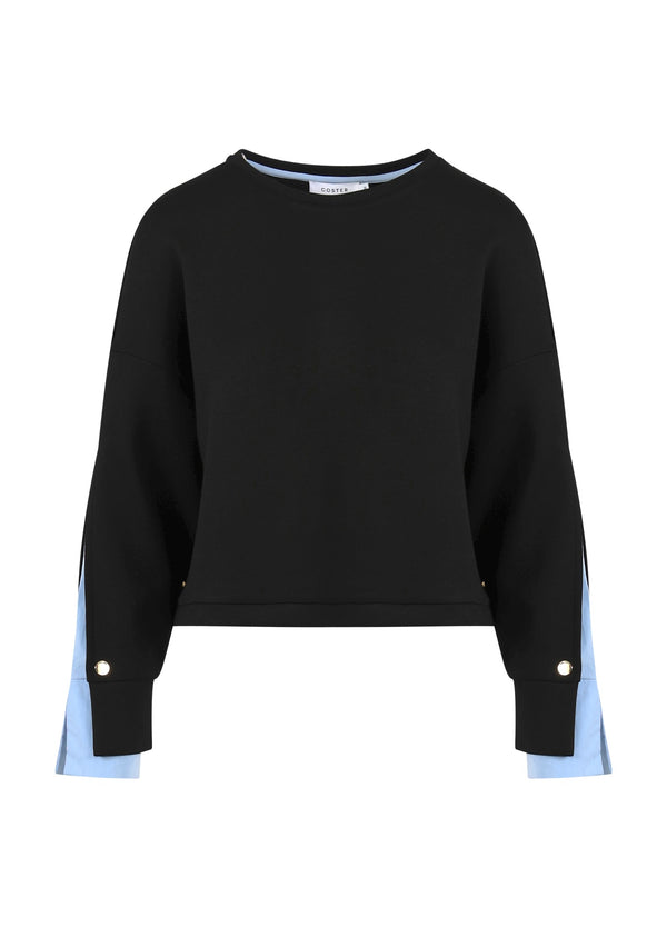 Coster Copenhagen SWEATSHIRT MIT ÄRMELDETAIL Shirt/Blouse Black / ice blue - 170