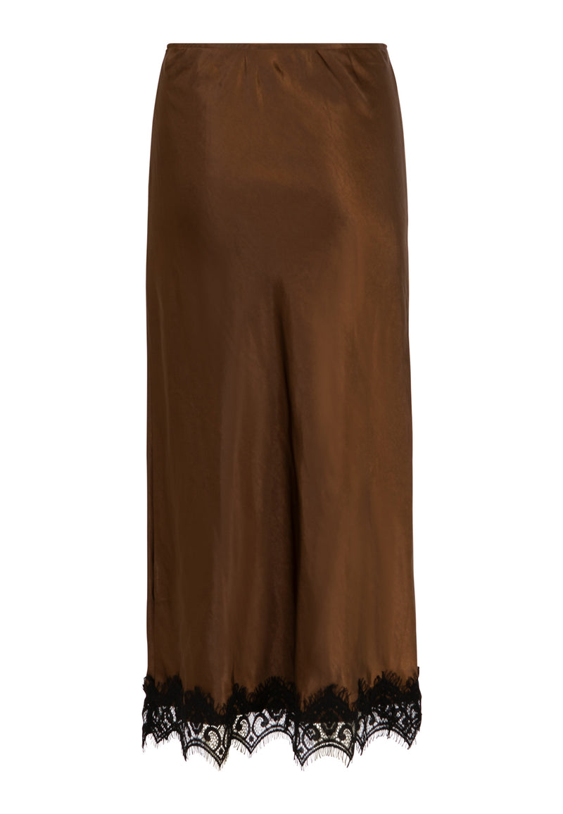 Coster Copenhagen Skirt with lace detail Skirt Dark Brown - 335