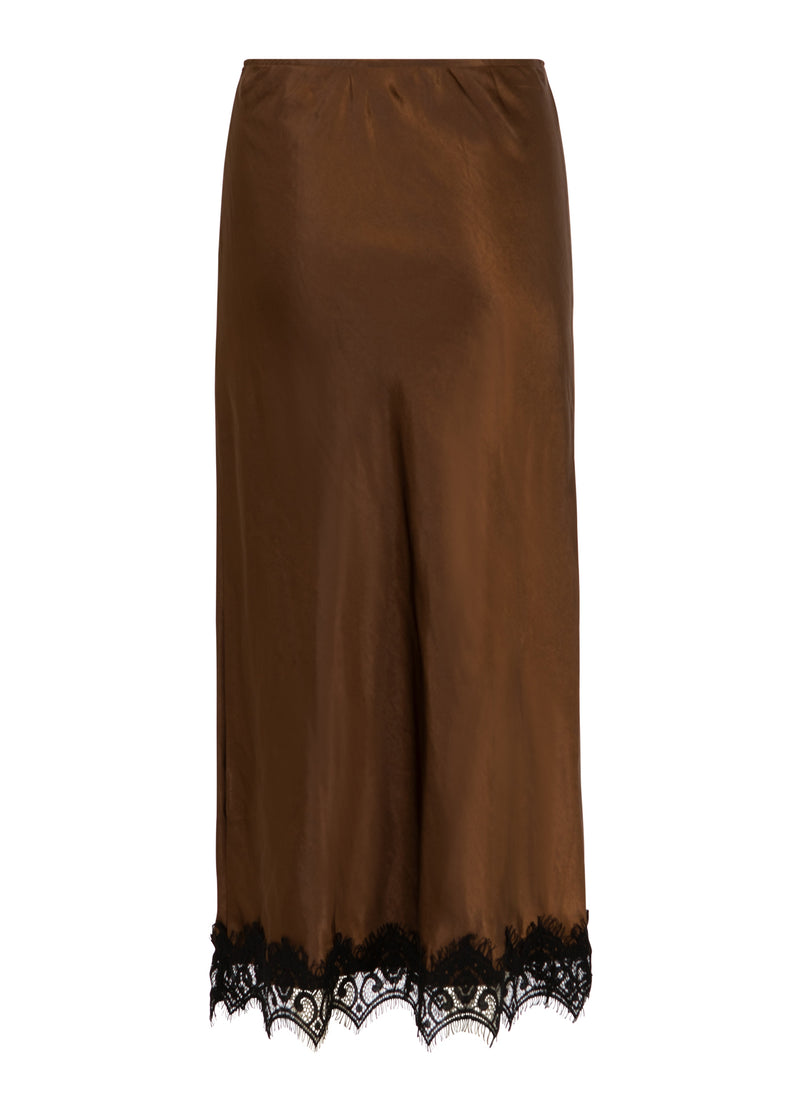 Coster Copenhagen Skirt with lace detail Skirt Dark Brown - 335