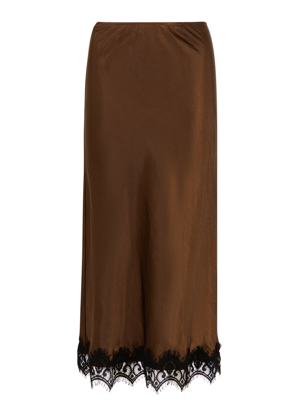 Coster Copenhagen Skirt with lace detail Skirt Dark Brown - 335