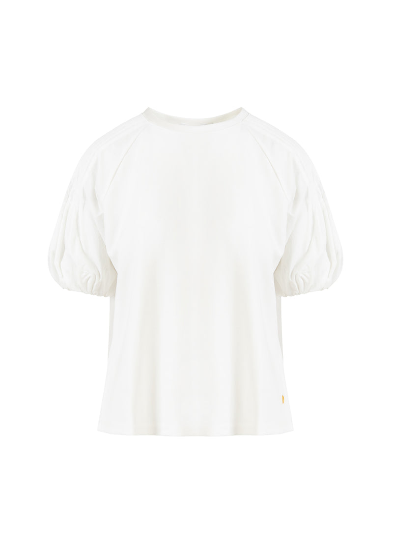 Coster Copenhagen T-SHIRT MIT FALTENDETAILS AN DEN ÄRMELN Shirt/Blouse White - 200