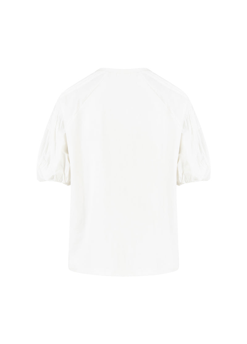 Coster Copenhagen T-SHIRT MIT FALTENDETAILS AN DEN ÄRMELN Shirt/Blouse White - 200