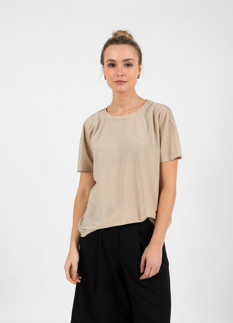 Coster Copenhagen T-SHIRT MIT GLITZER Shirt/Blouse Creme - 241