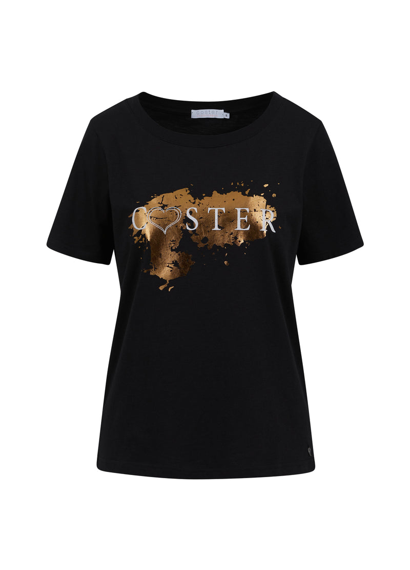 Coster Copenhagen T-SHIRT MIT HERZAUFDRUCK - MITTLERER ÄRMEL T-Shirt Black - 100