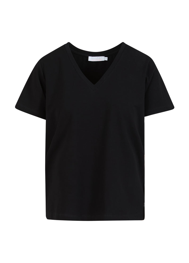 Coster Copenhagen T-SHIRT MIT V-AUSSCHNITT - HALBÄRMEL T-Shirt Black - 100