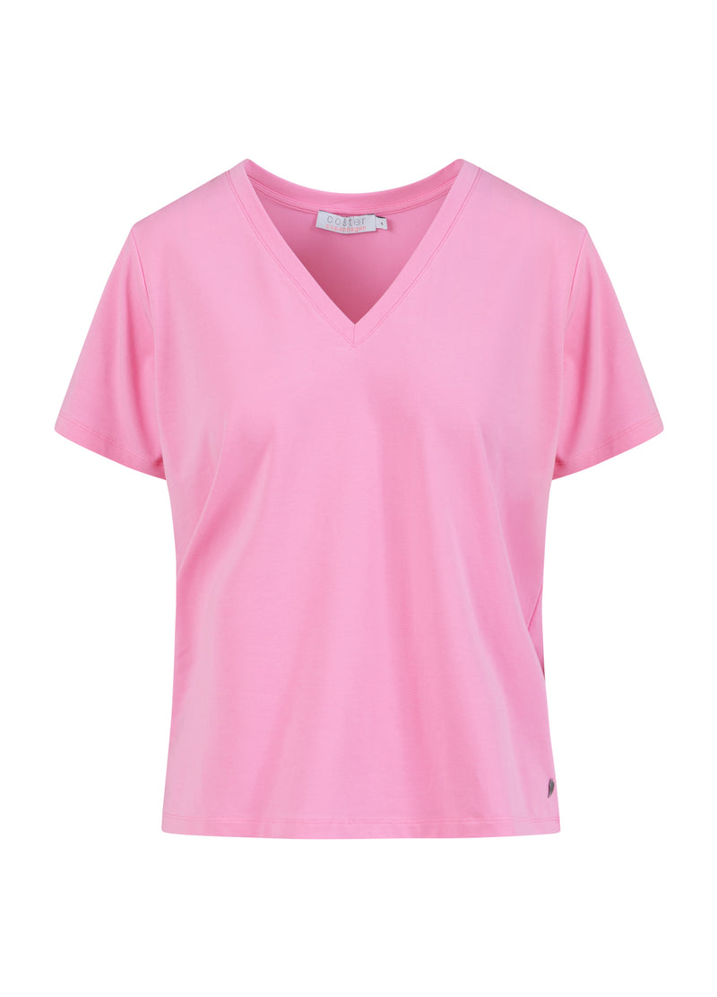 Coster Copenhagen T-SHIRT MIT V-AUSSCHNITT - HALBÄRMEL T-Shirt Bubble pink - 690