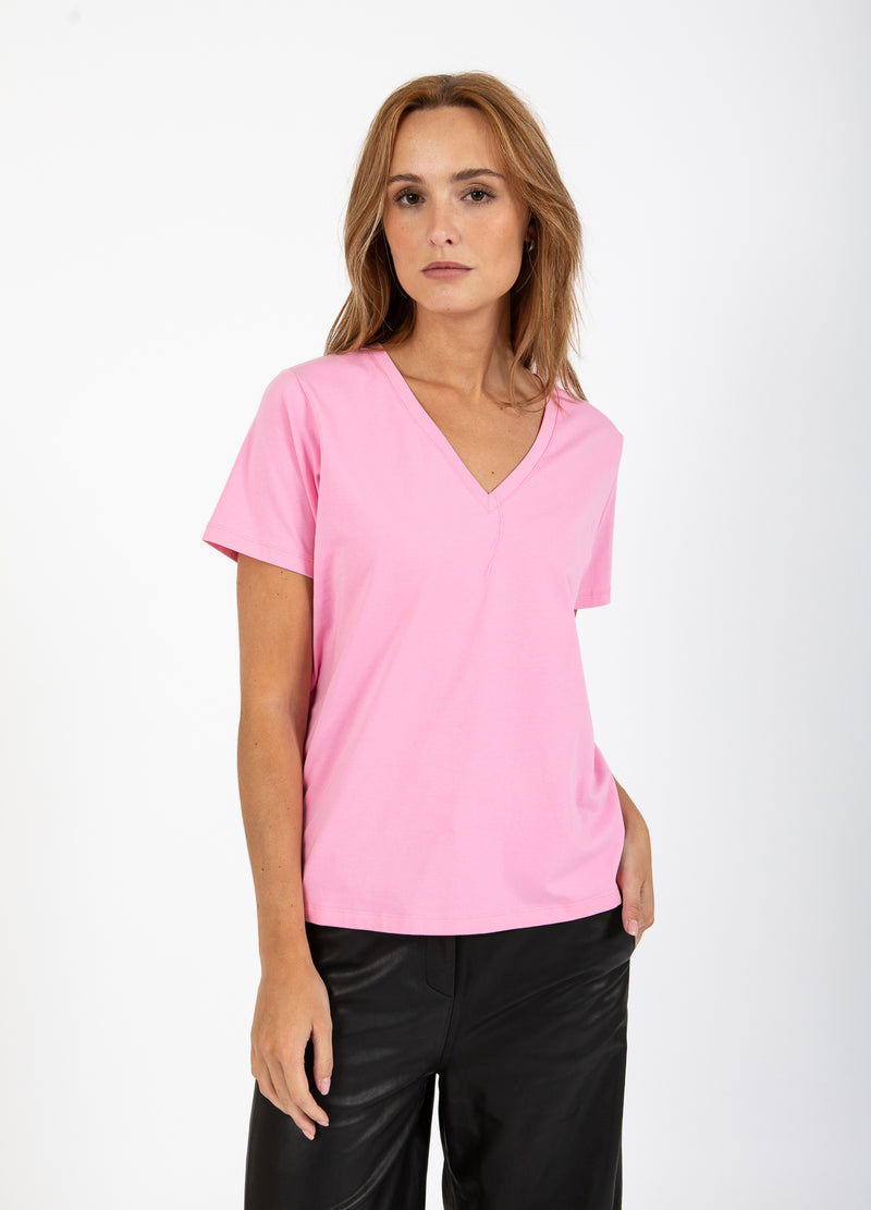 Coster Copenhagen T-SHIRT MIT V-AUSSCHNITT - HALBÄRMEL T-Shirt Bubble pink - 690