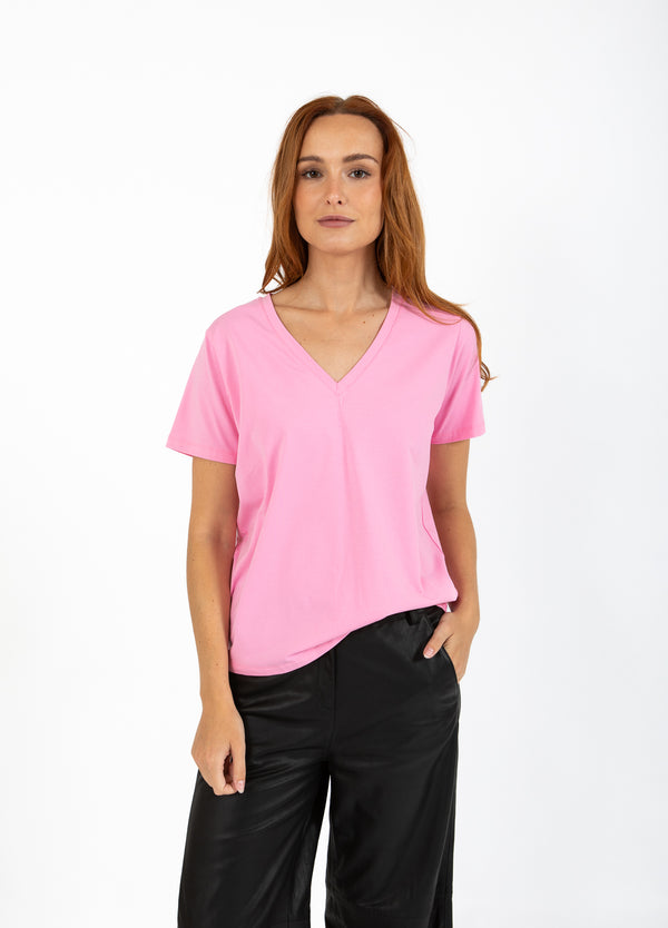 Coster Copenhagen T-SHIRT MIT V-AUSSCHNITT - HALBÄRMEL T-Shirt Bubble pink - 690