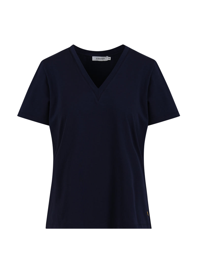 Coster Copenhagen T-SHIRT MIT V-AUSSCHNITT - HALBÄRMEL T-Shirt Navy - 563