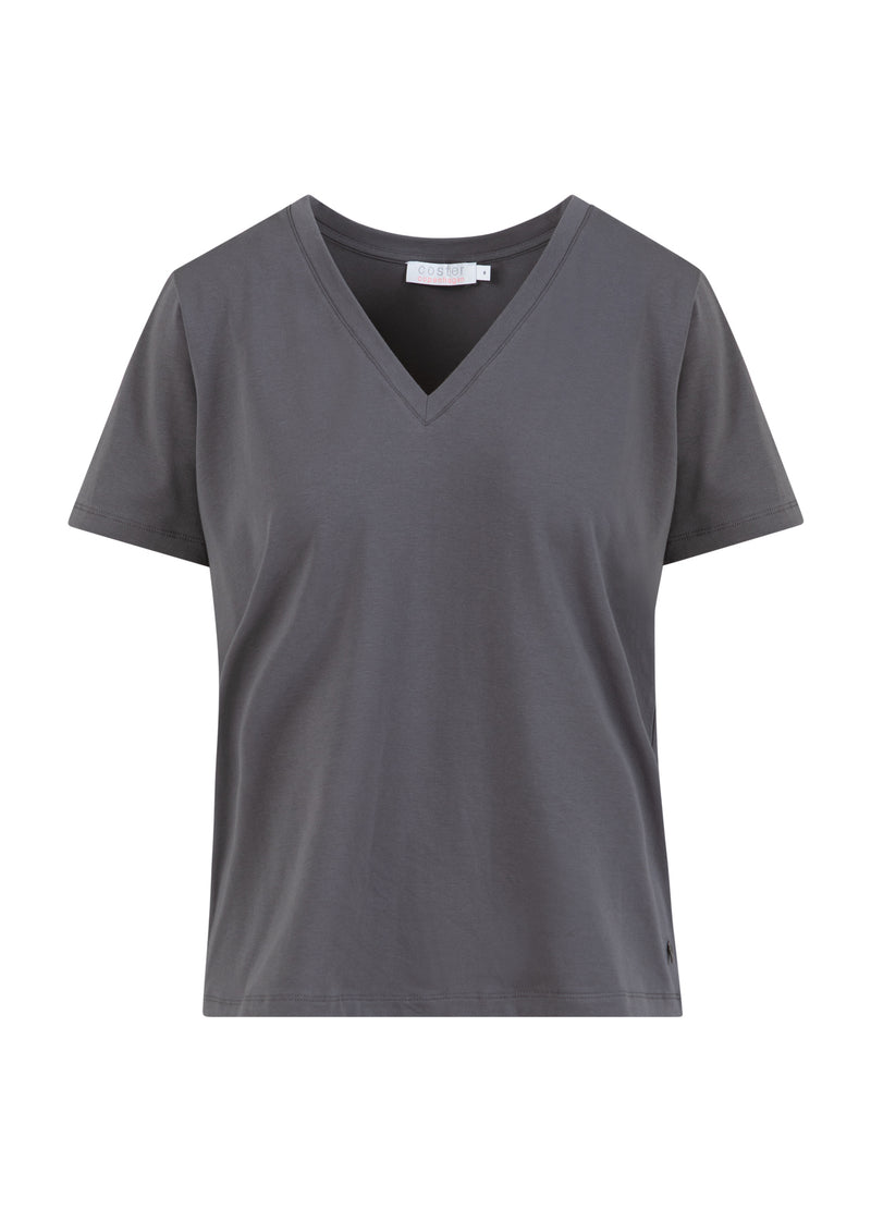 Coster Copenhagen T-SHIRT MIT V-AUSSCHNITT - HALBÄRMEL T-Shirt Volcanic grey - 188