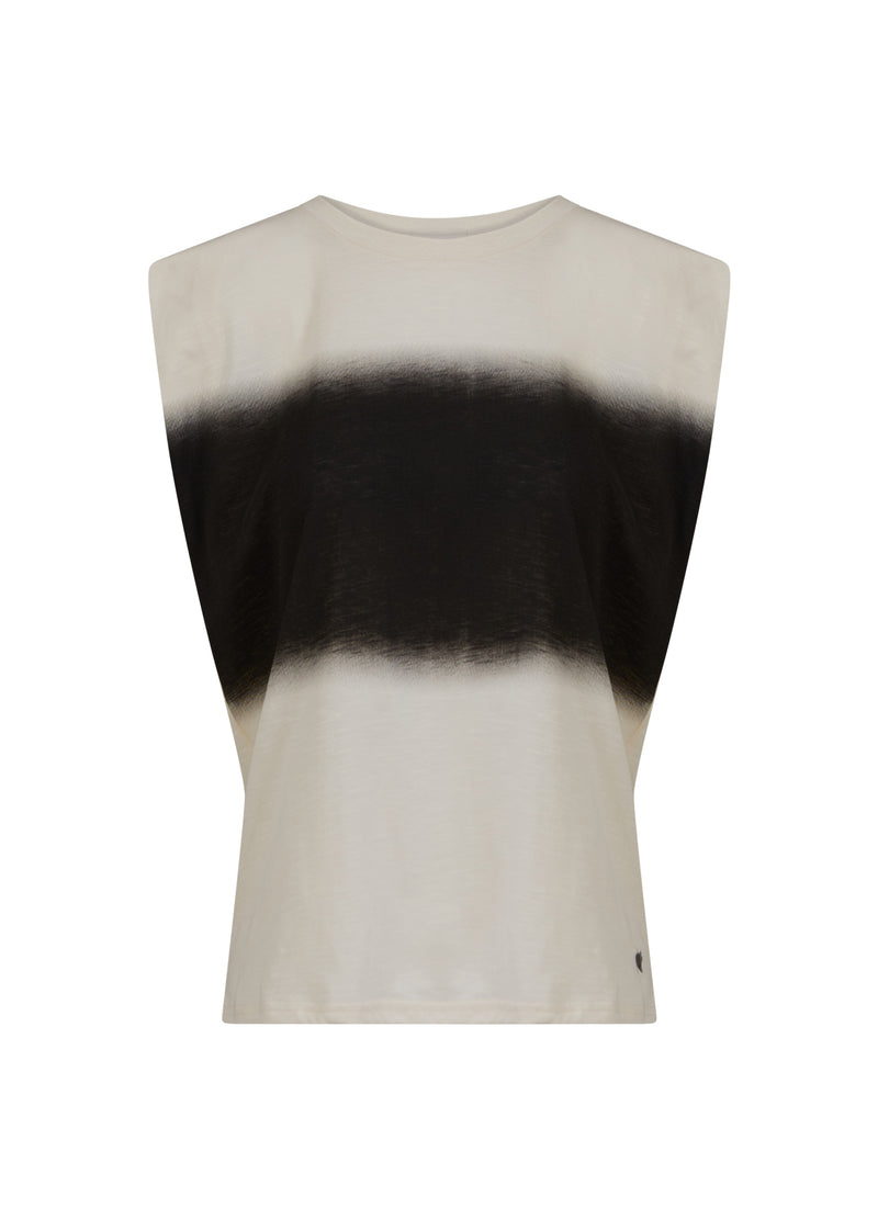 Coster Copenhagen T-SHIRT MIT VERSCHWOMMENEM STREIFEN T-Shirt Creme/black stripes - 241