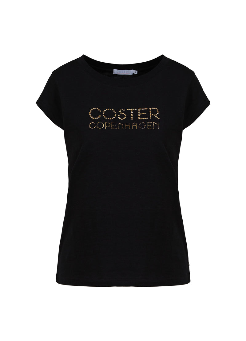 Coster Copenhagen T - SHIRT MIT COSTER-LOGO IN NIETEN - KAPPENÄRMEL T-Shirt Black - 100