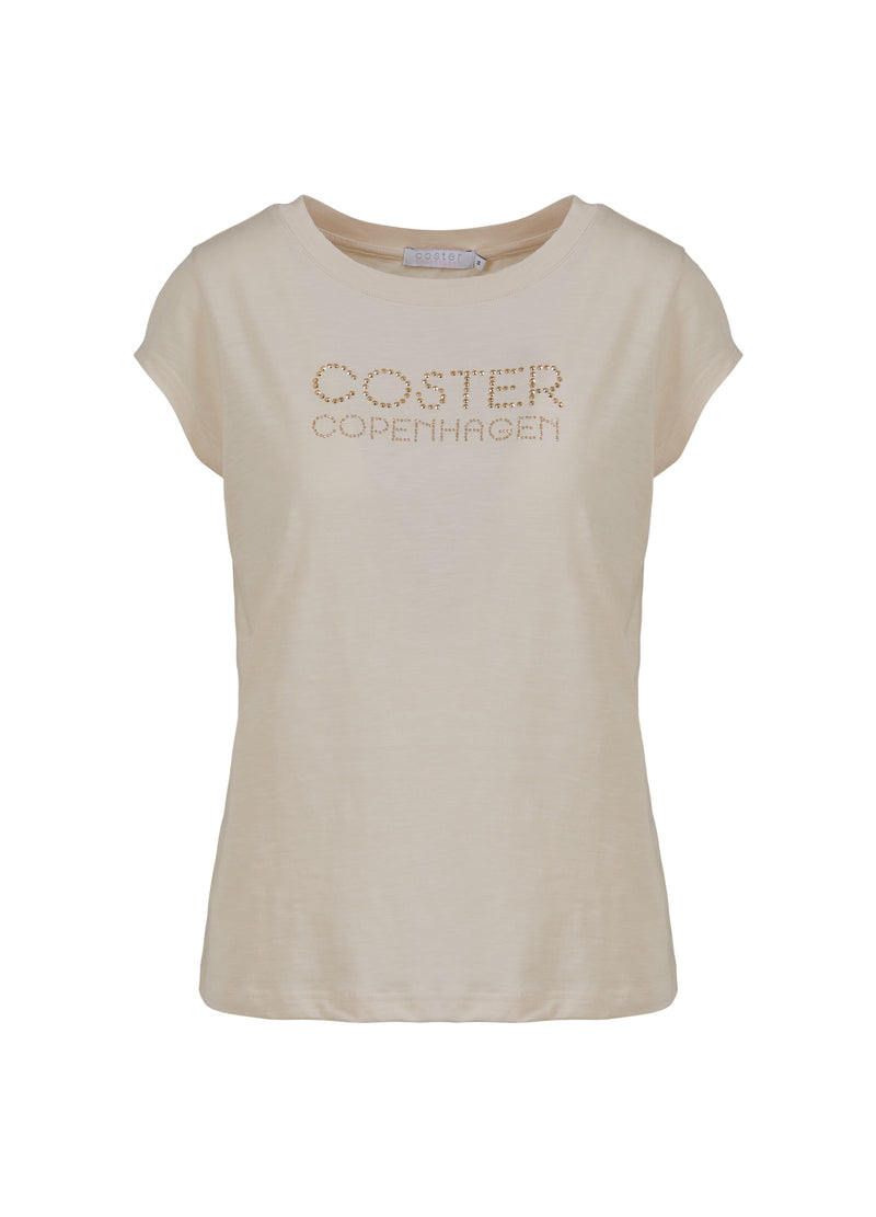Coster Copenhagen T - SHIRT MIT COSTER-LOGO IN NIETEN - KAPPENÄRMEL T-Shirt Creme - 241
