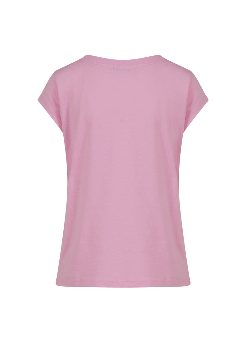 Coster Copenhagen T-SHIRT MIT GESICHTSDRUCK – KAPPENÄRMEL T-Shirt Baby Pink - 614