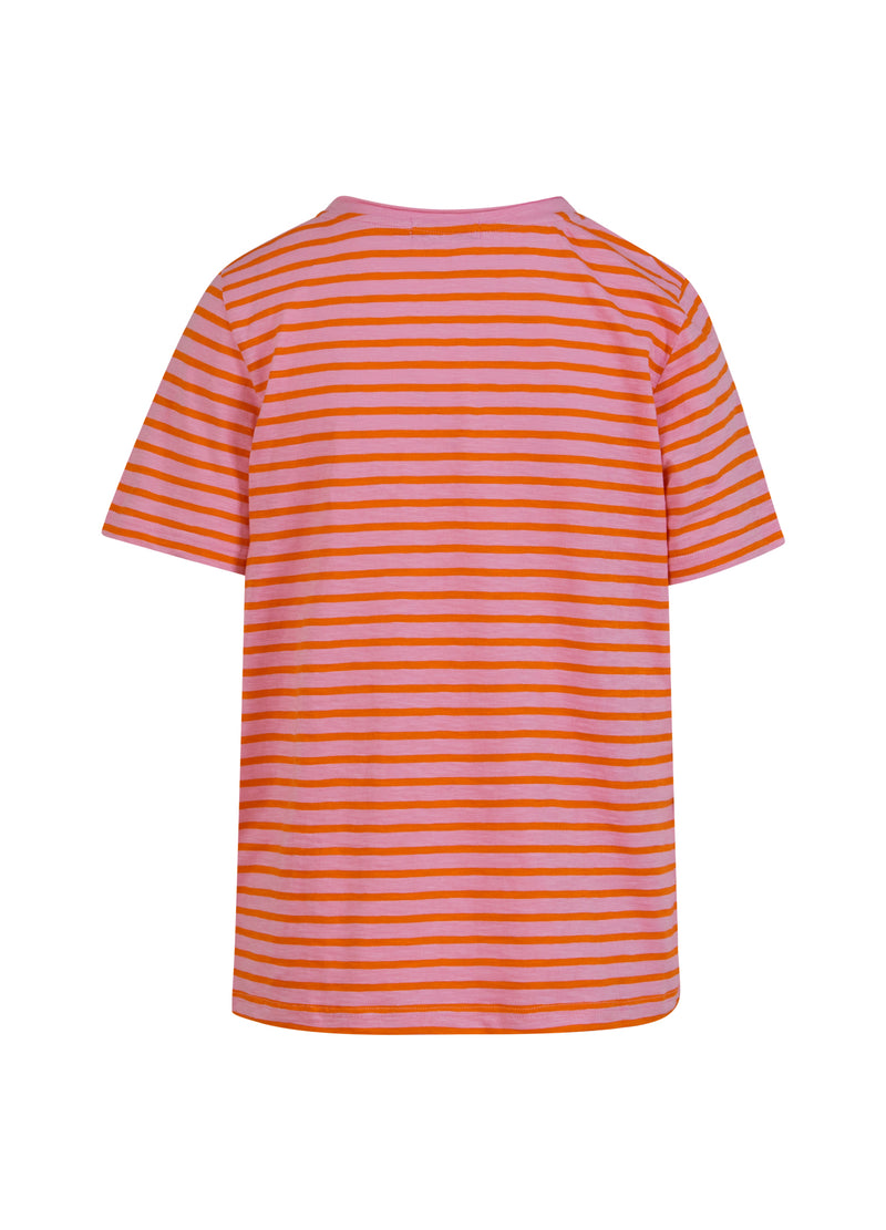 Coster Copenhagen T-SHIRT MIT STREIFEN – MITTELÄRMEL T-Shirt Baby pink/mandarin stripe - 666