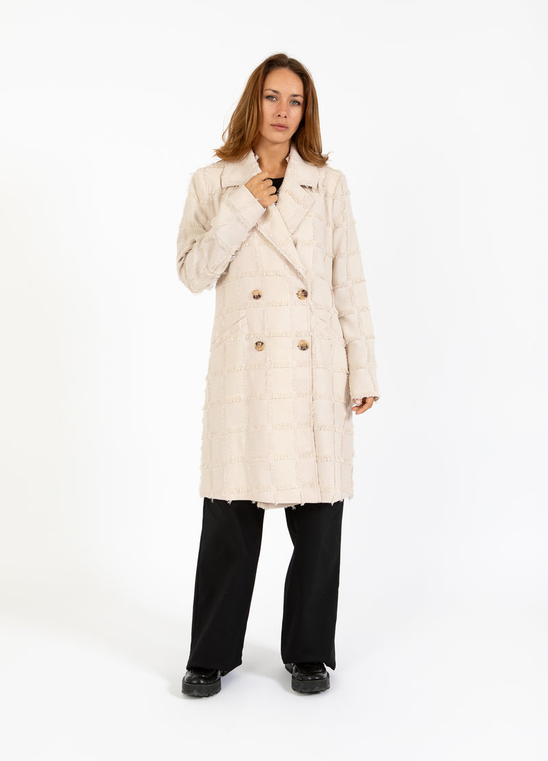 Coster Copenhagen TEXTURIERTER LANGER MANTEL Outerwear Creme - 241