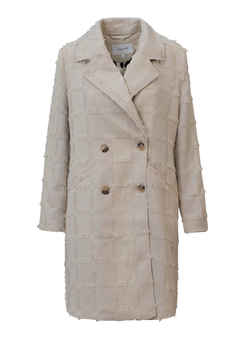 Coster Copenhagen TEXTURIERTER LANGER MANTEL Outerwear Creme - 241