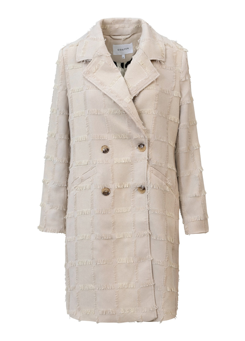 Coster Copenhagen TEXTURIERTER LANGER MANTEL Outerwear Creme - 241