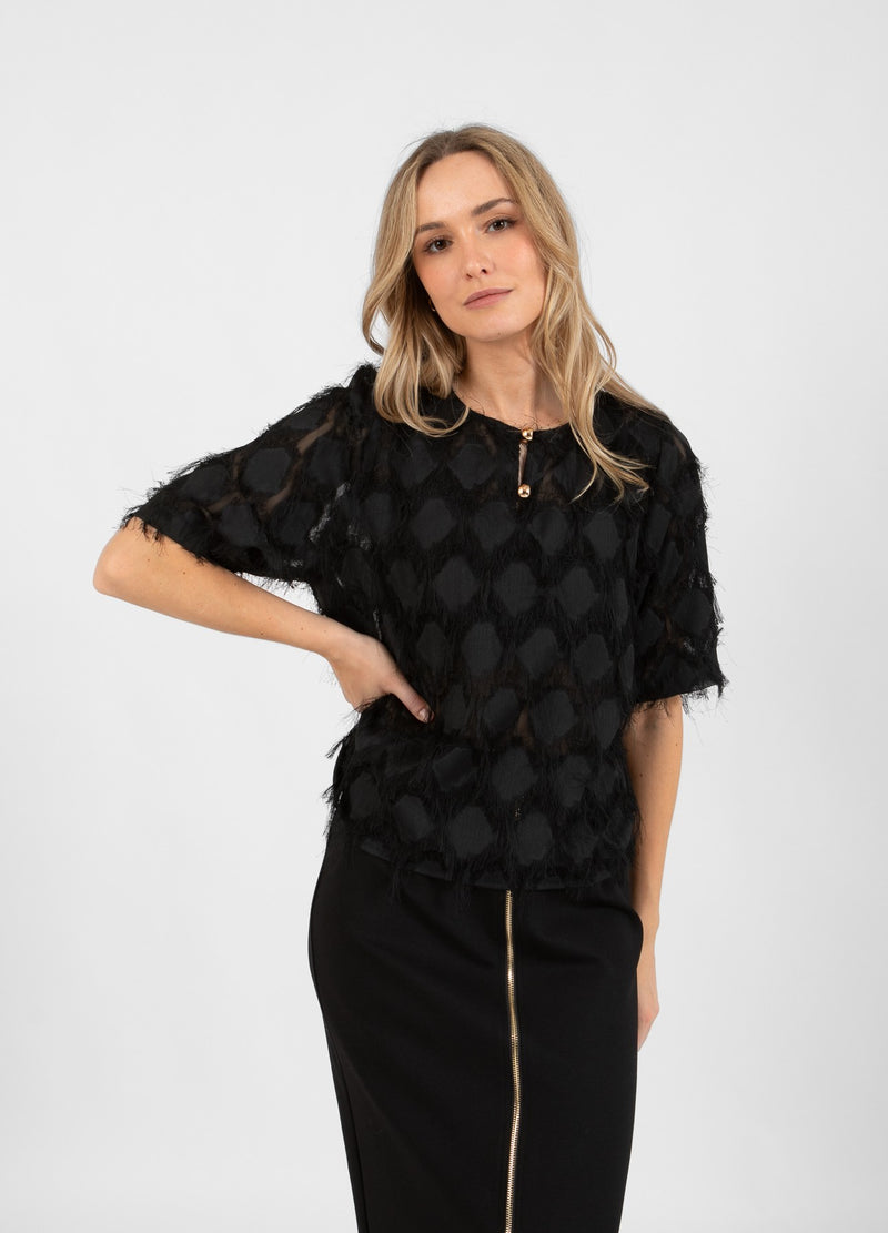 Coster Copenhagen TOP IN FLAUSCHIGER SPITZE Shirt/Blouse Black - 100