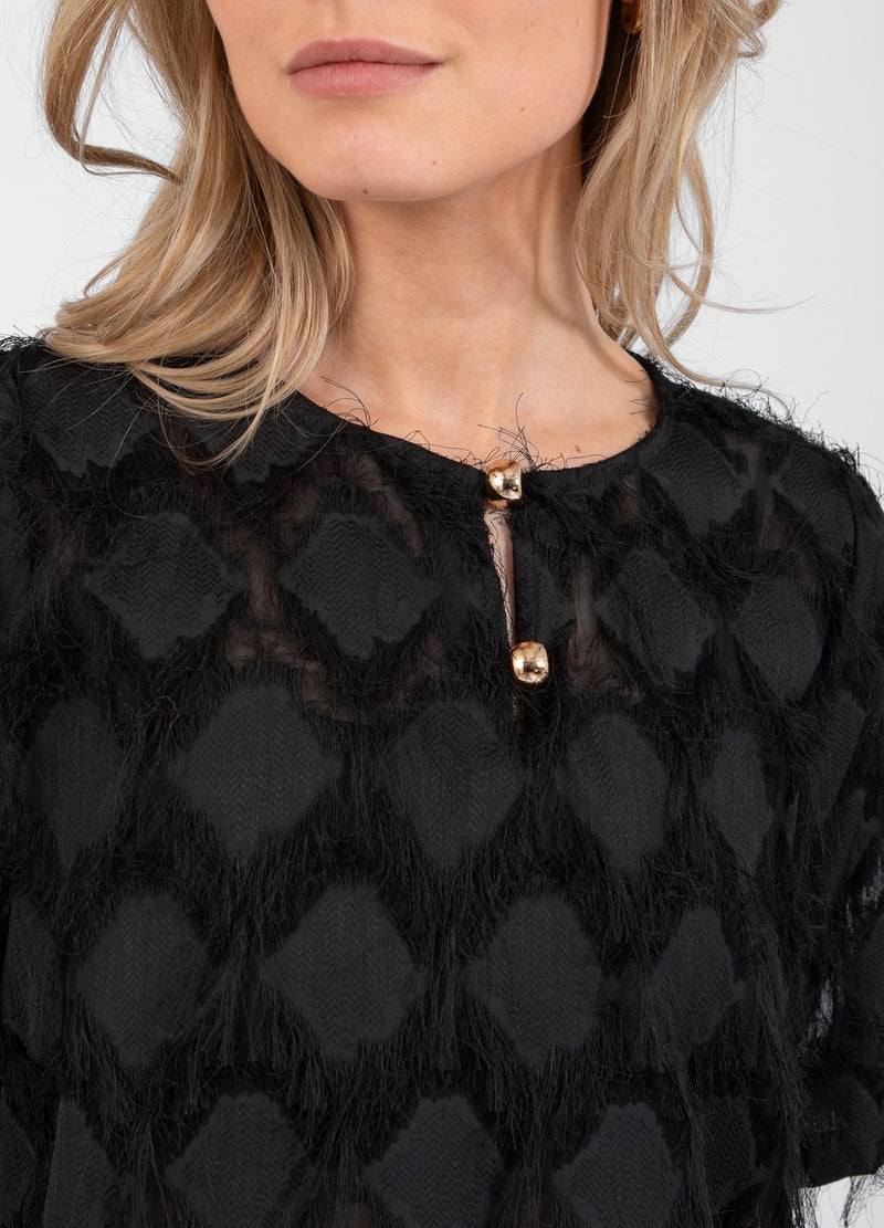 Coster Copenhagen TOP IN FLAUSCHIGER SPITZE Shirt/Blouse Black - 100