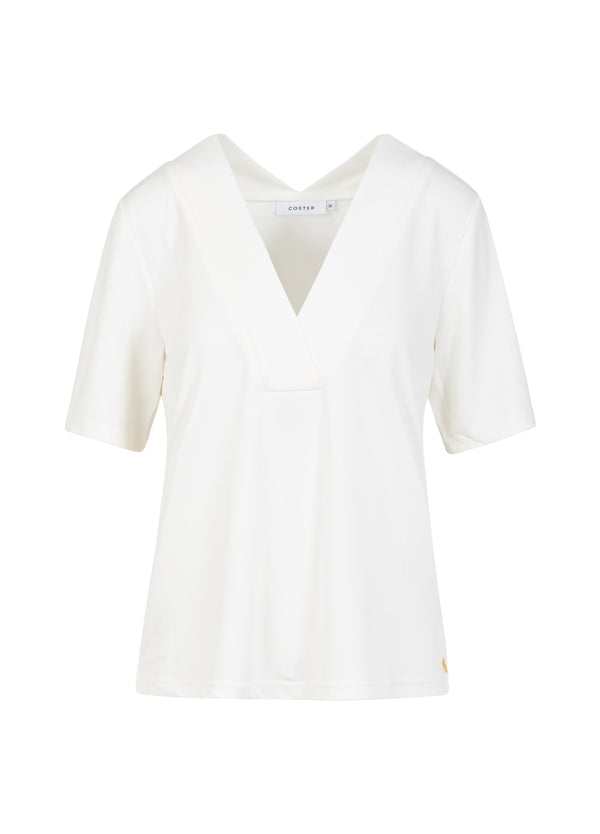 Coster Copenhagen TOP MIT DOPPELTEM V-AUSSCHNITT-KRAGEN AUS JERSEY-PIQUÉ Shirt/Blouse Off White - 249