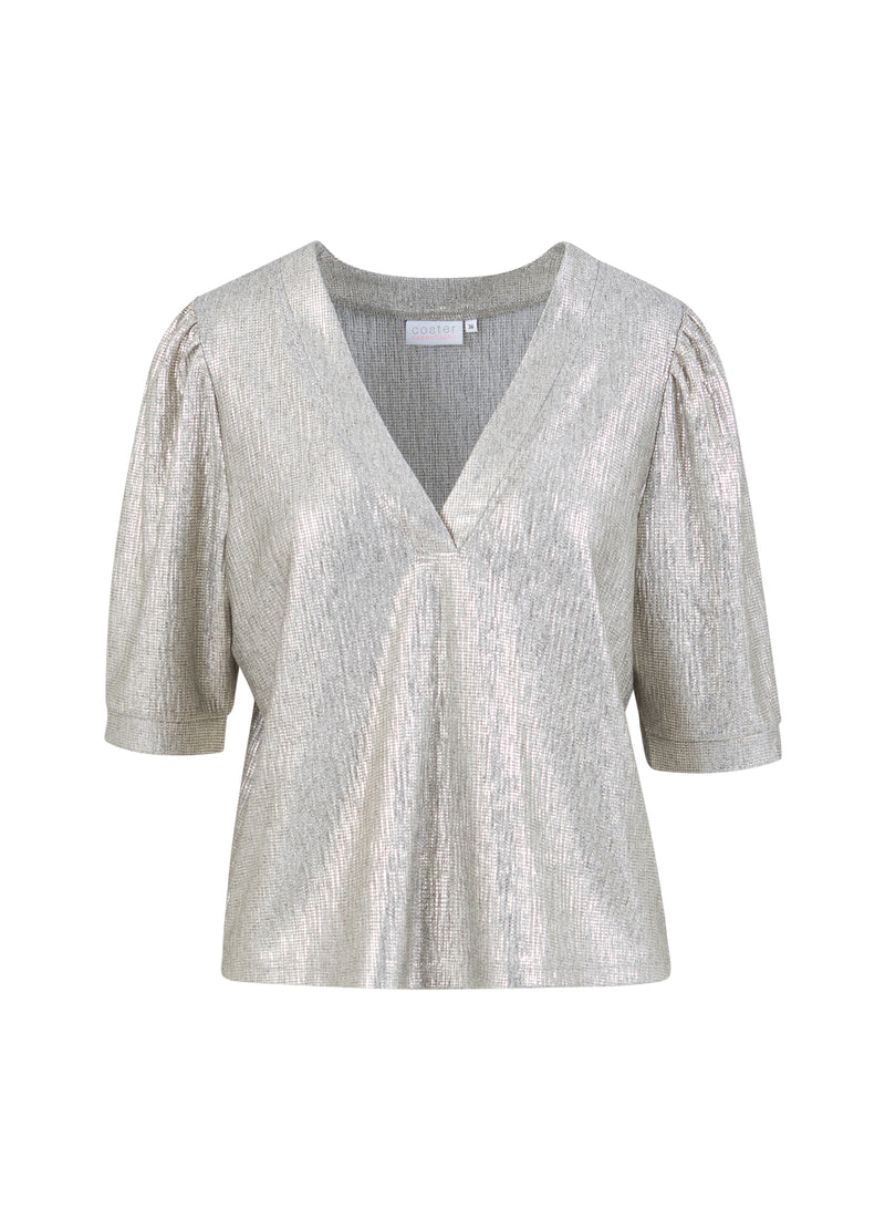 Coster Copenhagen TOP MIT PUFFÄRMELN Shirt/Blouse Silver/gold - 212