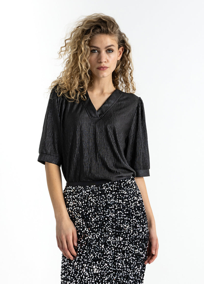 Coster Copenhagen TOP MIT PUFFÄRMELN Shirt/Blouse Black - 100