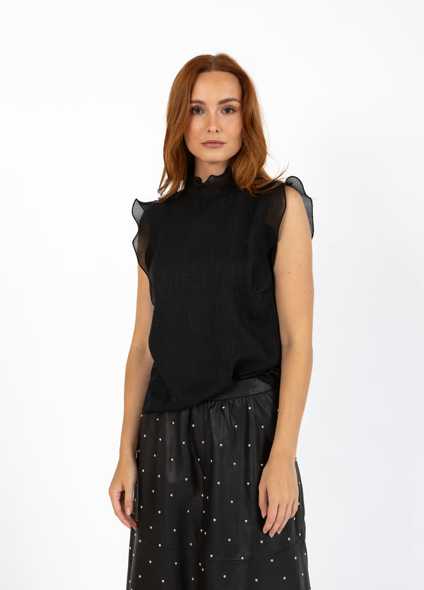 Coster Copenhagen TOP MIT RÜSCHEN Shirt/Blouse Black - 100