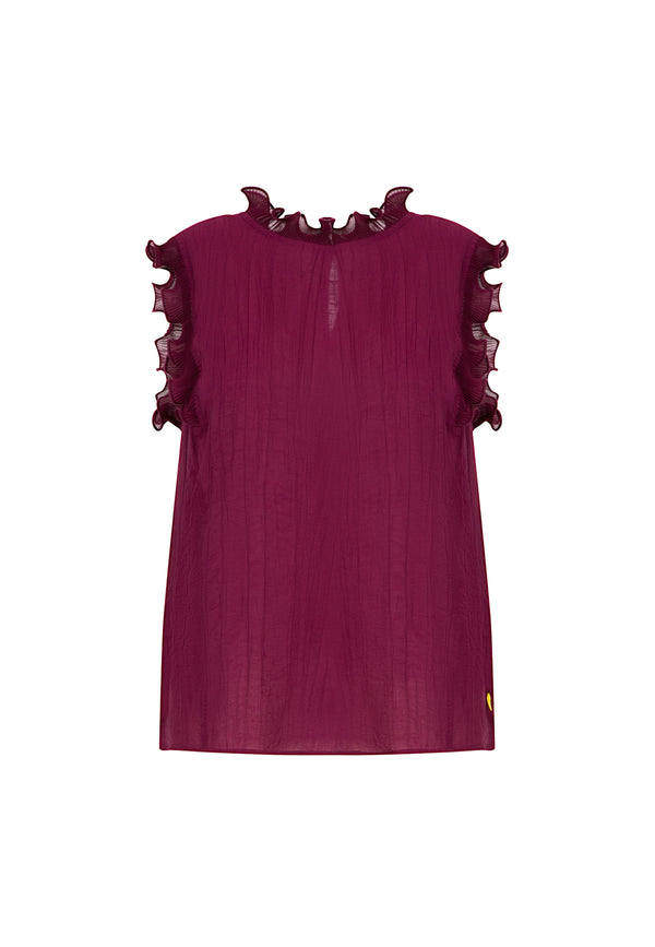 Coster Copenhagen TOP MIT RÜSCHEN Shirt/Blouse Bordeaux - 644