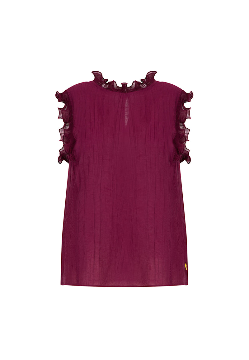 Coster Copenhagen TOP MIT RÜSCHEN Shirt/Blouse Bordeaux - 644