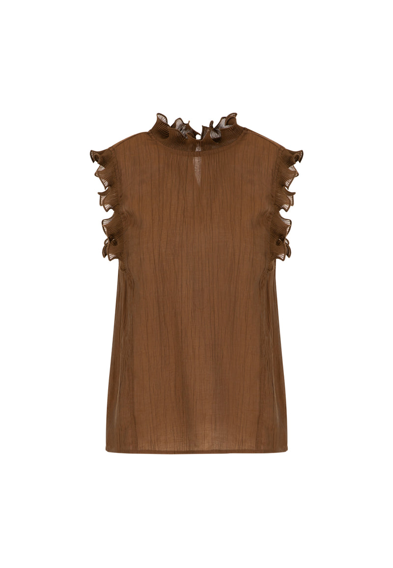 Coster Copenhagen TOP MIT RÜSCHEN Shirt/Blouse Brown - 358