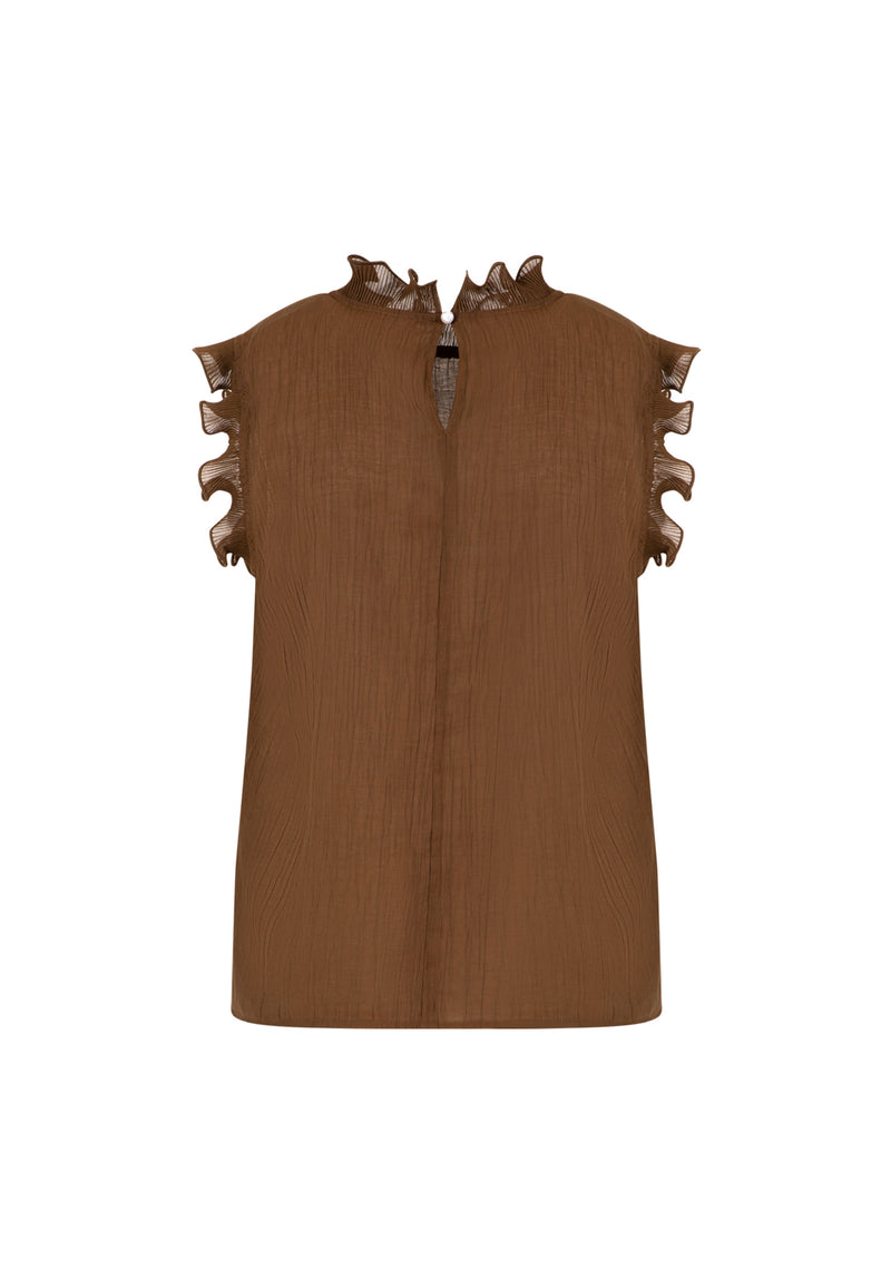 Coster Copenhagen TOP MIT RÜSCHEN Shirt/Blouse Brown - 358
