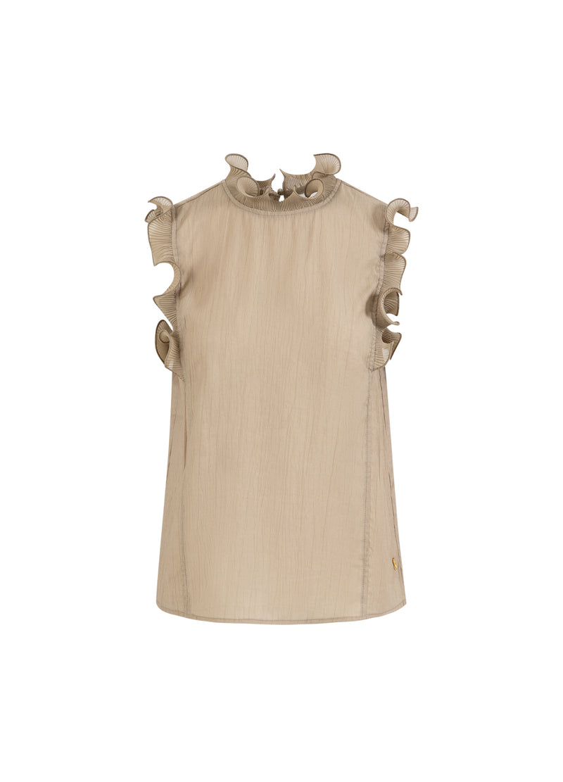 Coster Copenhagen TOP MIT RÜSCHEN Shirt/Blouse Grey sand - 241