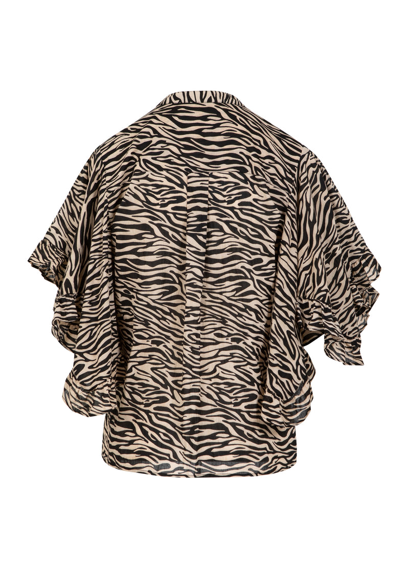 Coster Copenhagen TOP MIT RÜSCHENÄRMELN IM ZEBRA-PRINT Shirt/Blouse Zebra print - 914