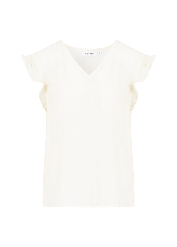 Coster Copenhagen TOP MIT RÜSCHEN IM V-AUSSCHNITT Shirt/Blouse Creme - 241