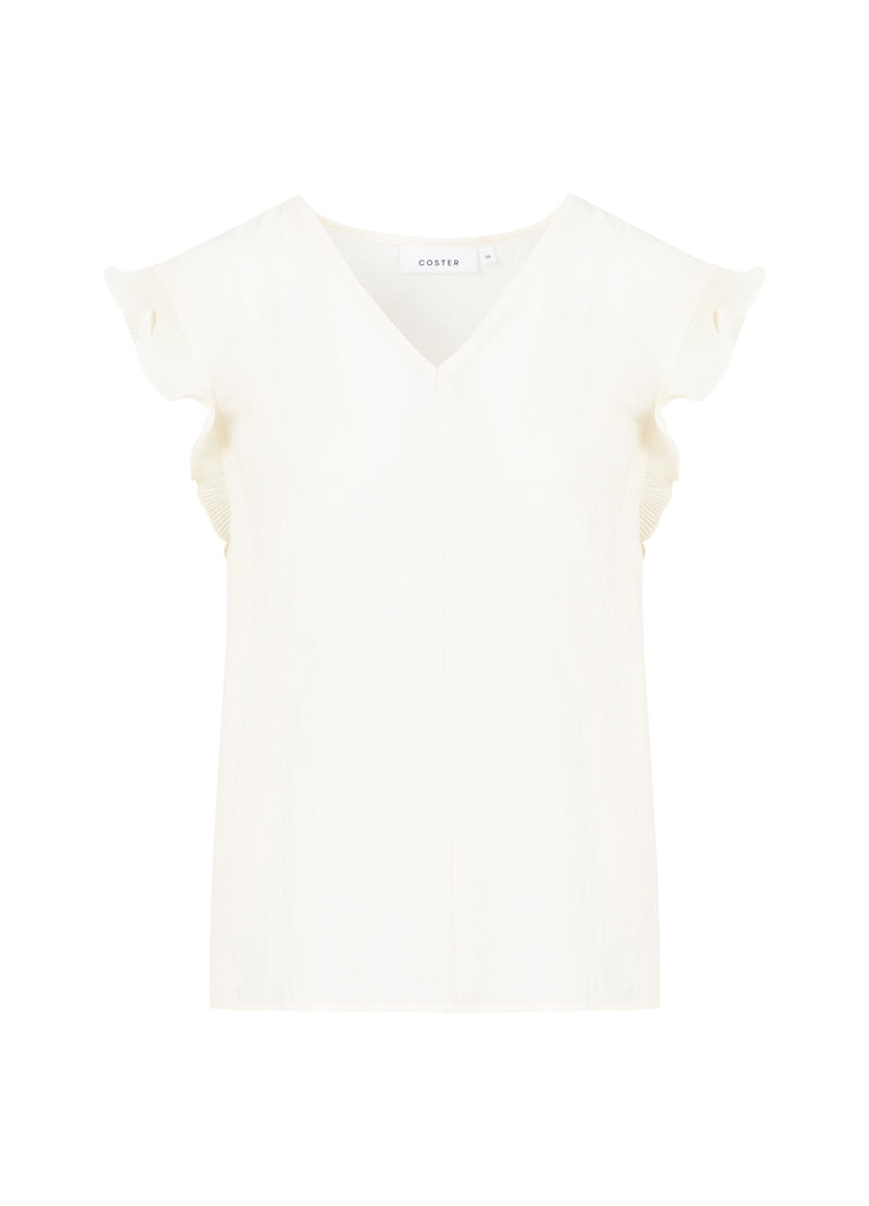 Coster Copenhagen TOP MIT RÜSCHEN IM V-AUSSCHNITT Shirt/Blouse Creme - 241