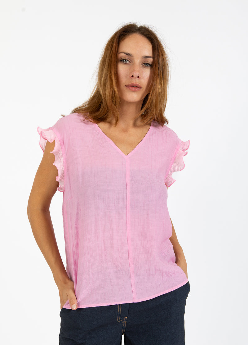 Coster Copenhagen TOP MIT RÜSCHEN IM V-AUSSCHNITT Shirt/Blouse Magenta - 861