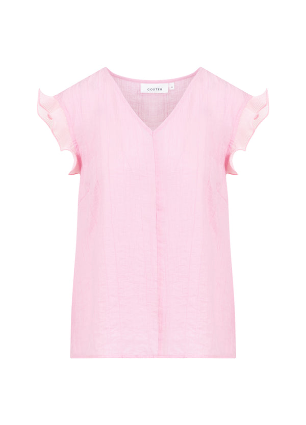 Coster Copenhagen TOP MIT RÜSCHEN IM V-AUSSCHNITT Shirt/Blouse Magenta - 861