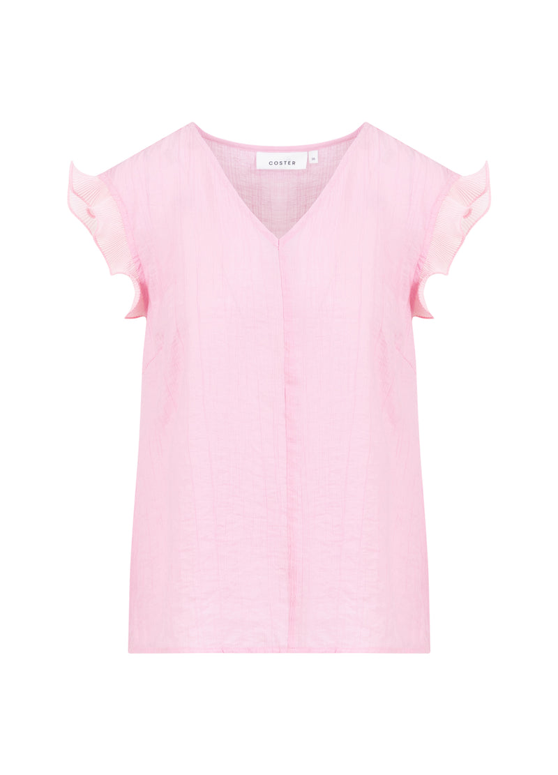 Coster Copenhagen TOP MIT RÜSCHEN IM V-AUSSCHNITT Shirt/Blouse Magenta - 861