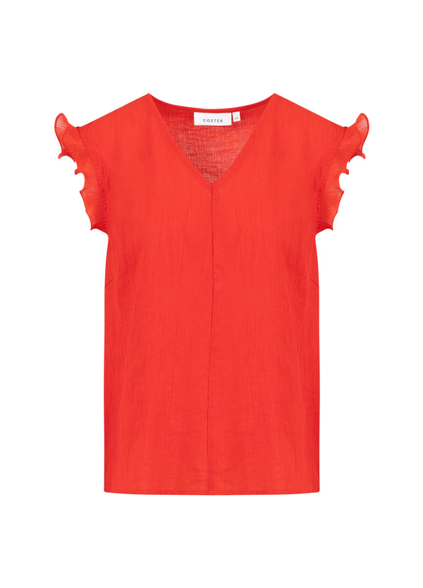 Coster Copenhagen TOP MIT RÜSCHEN IM V-AUSSCHNITT Shirt/Blouse Scarlet red - 618