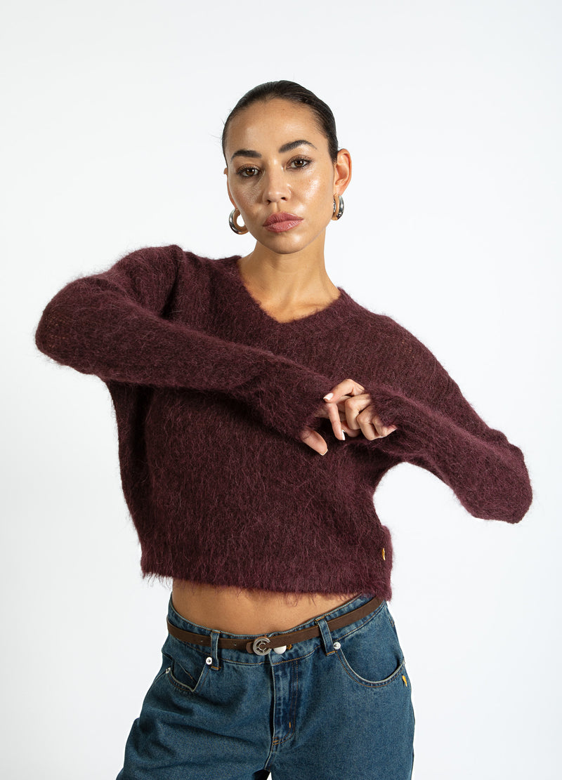 Coster Copenhagen V-AUSSCHNITT STRICK IN ALPAKA Knitwear Bordeaux - 653