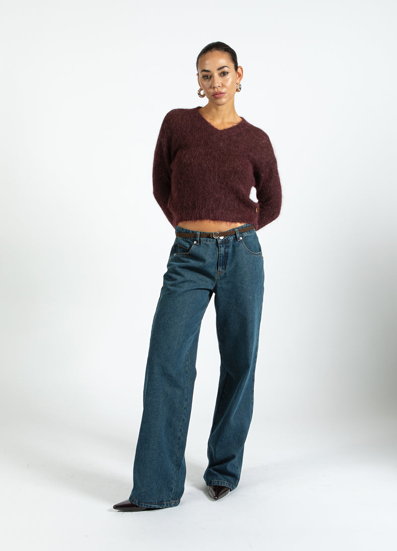 Coster Copenhagen V-AUSSCHNITT STRICK IN ALPAKA Knitwear Bordeaux - 653